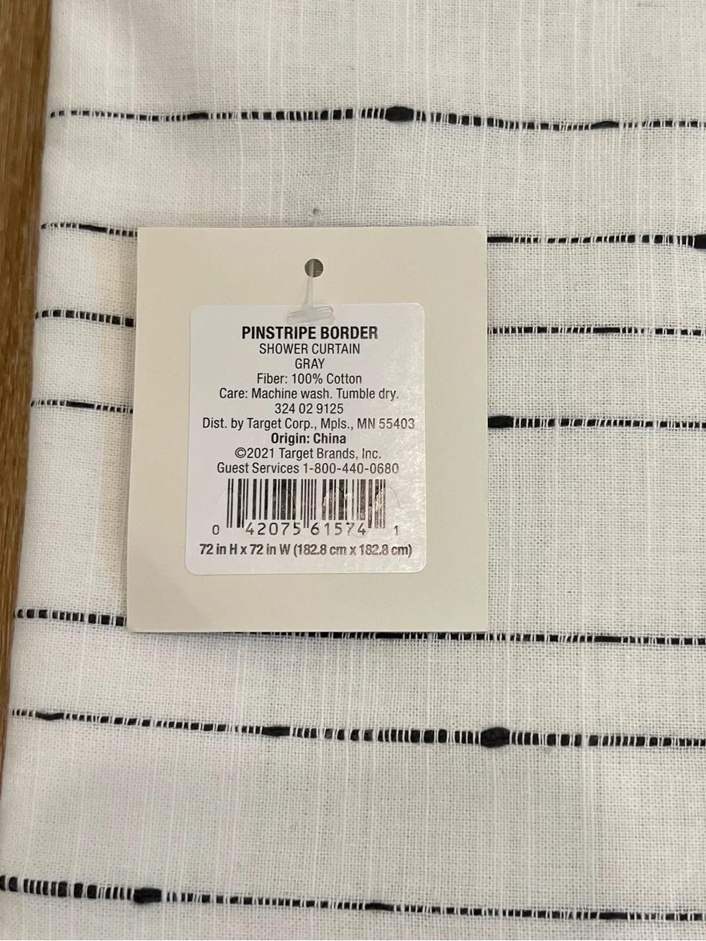 NWT Hearth & Hand Pinstripe Border Shower Curtain